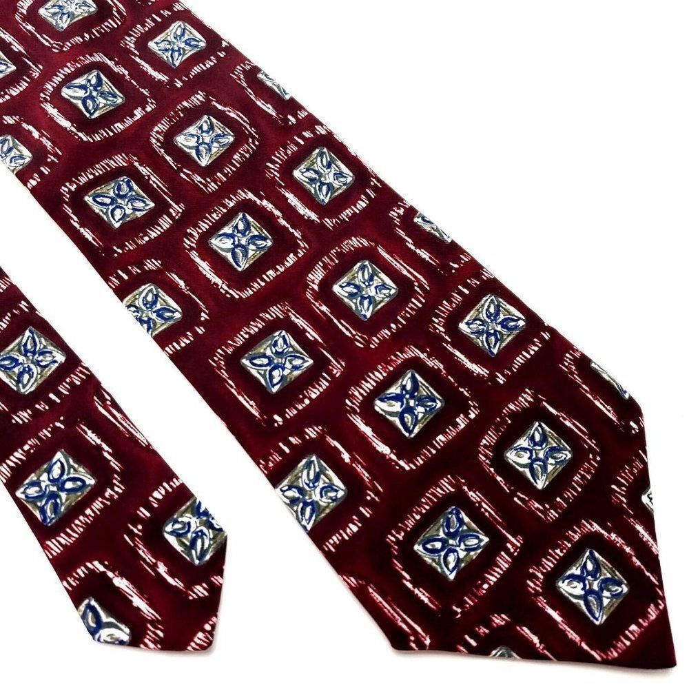 Towncraft Polyester Tie Red Geometric Print‎